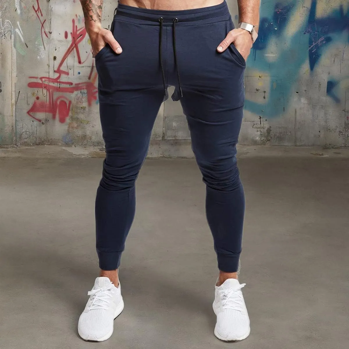 A WATERWANG Men's Slim Jogger Pants, Tapered Athletic Sweatpants for Jogging Running Exercise Gym Workout