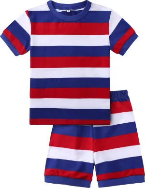 A&J DESIGN Striped Pajama Sets for 2-14 Years Kids, 100% Cotton 2 Piece Pjs