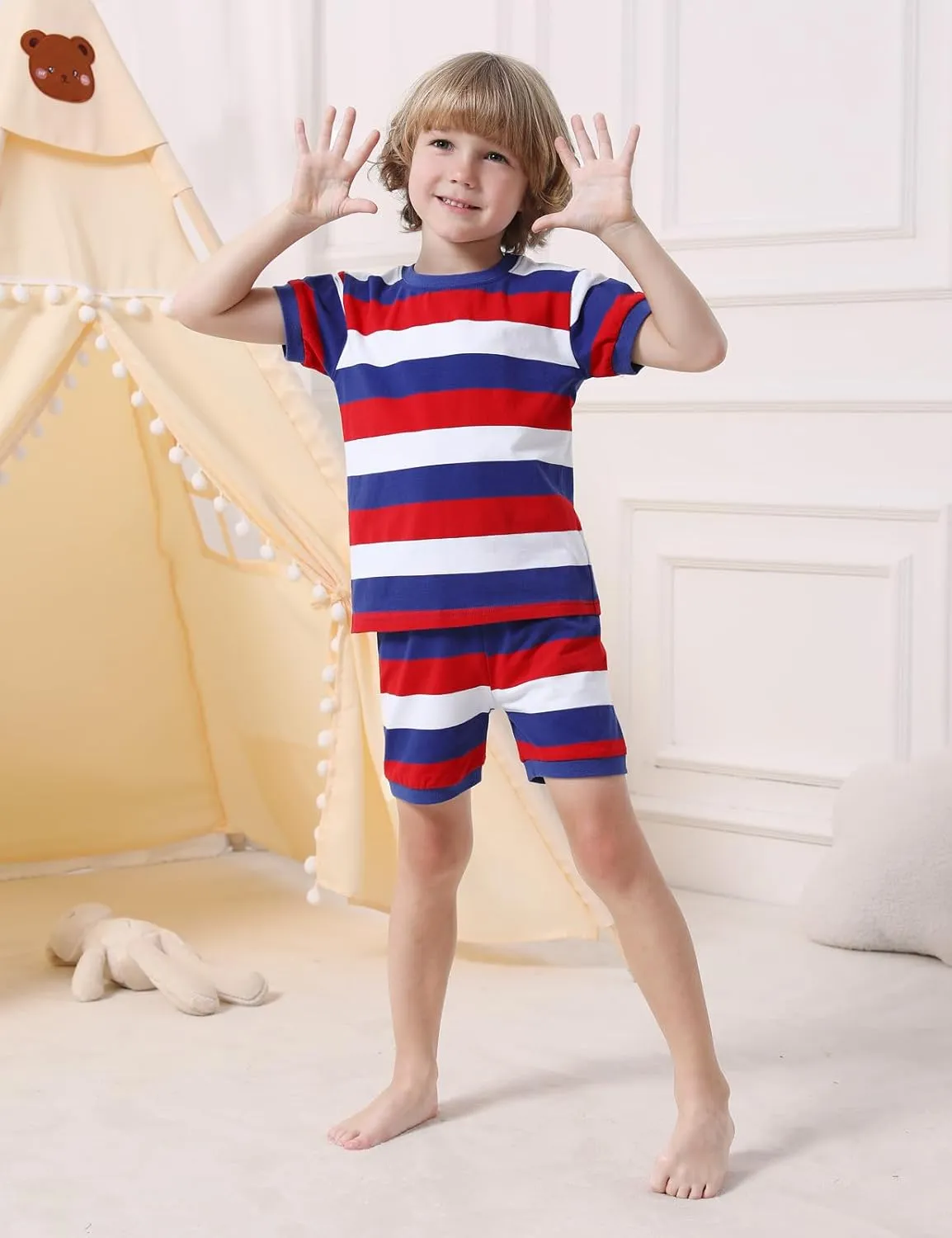 A&J DESIGN Striped Pajama Sets for 2-14 Years Kids, 100% Cotton 2 Piece Pjs