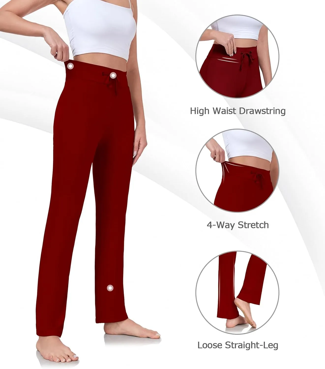 ADANIKI Women's Long Modal Comfy Drawstring Trousers Loose Straight-Leg for Yoga Running Sporting