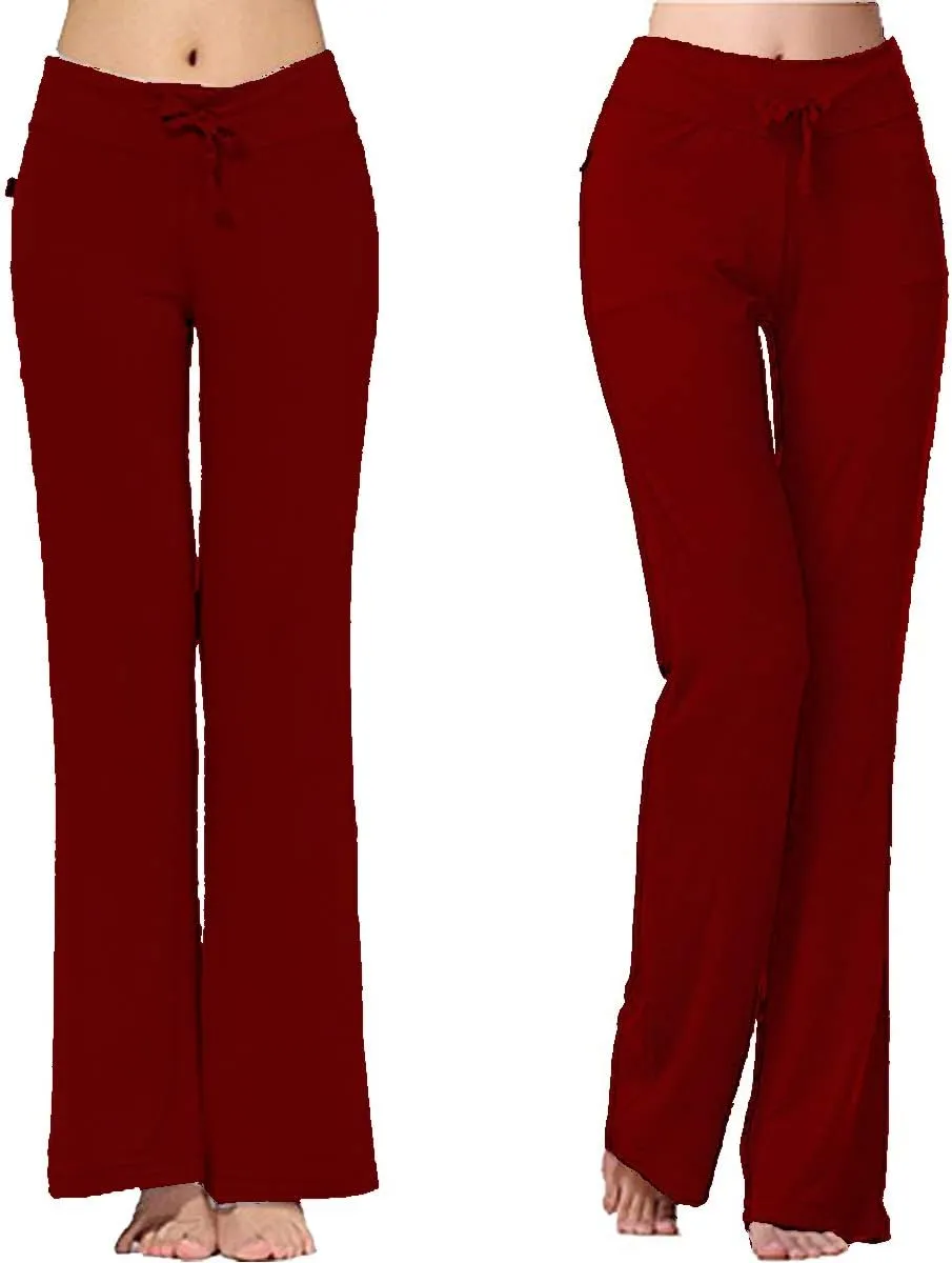 ADANIKI Women's Long Modal Comfy Drawstring Trousers Loose Straight-Leg for Yoga Running Sporting