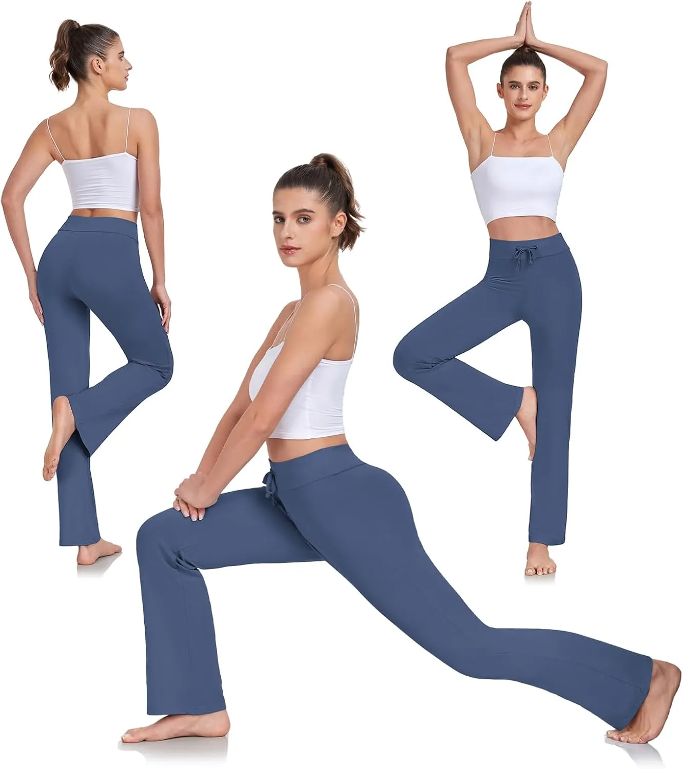 ADANIKI Women's Long Modal Comfy Drawstring Trousers Loose Straight-Leg for Yoga Running Sporting