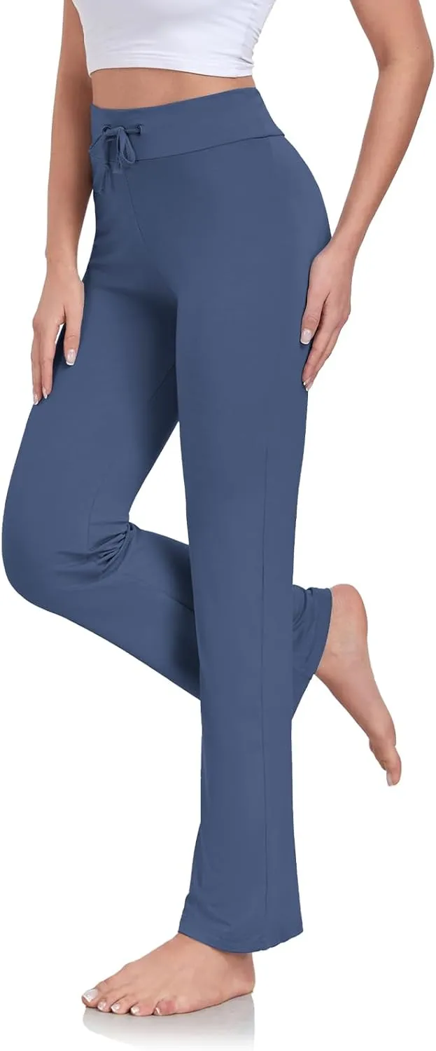 ADANIKI Women's Long Modal Comfy Drawstring Trousers Loose Straight-Leg for Yoga Running Sporting