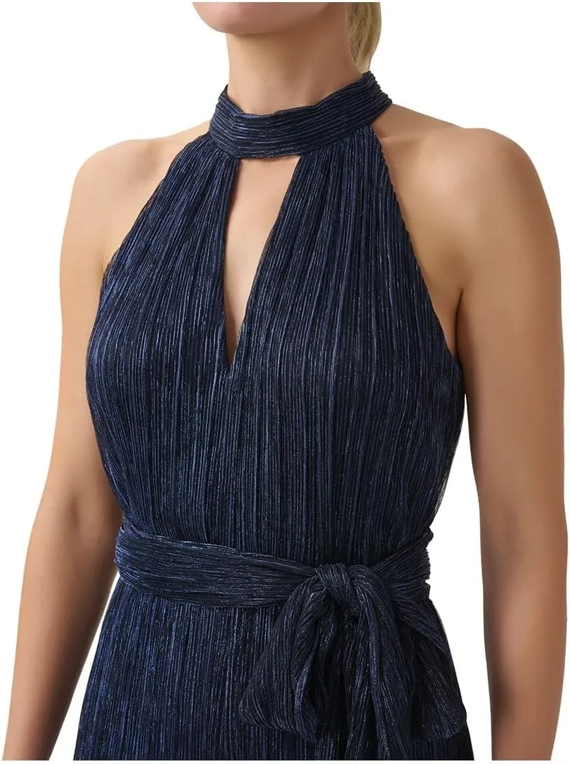 Adrianna Papell womens Metallic Crinkle Jumpsuit