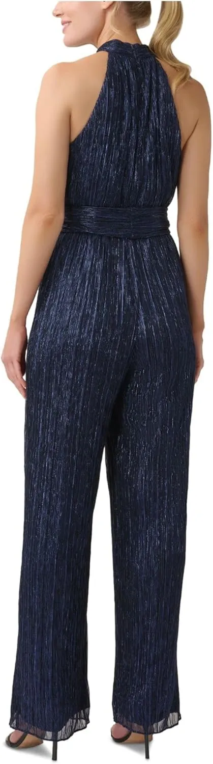 Adrianna Papell womens Metallic Crinkle Jumpsuit