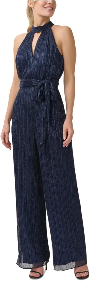 Adrianna Papell womens Metallic Crinkle Jumpsuit