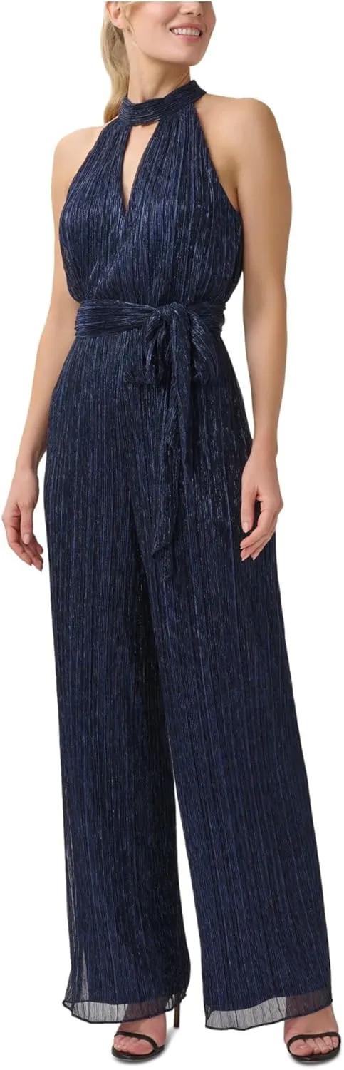 Adrianna Papell womens Metallic Crinkle Jumpsuit