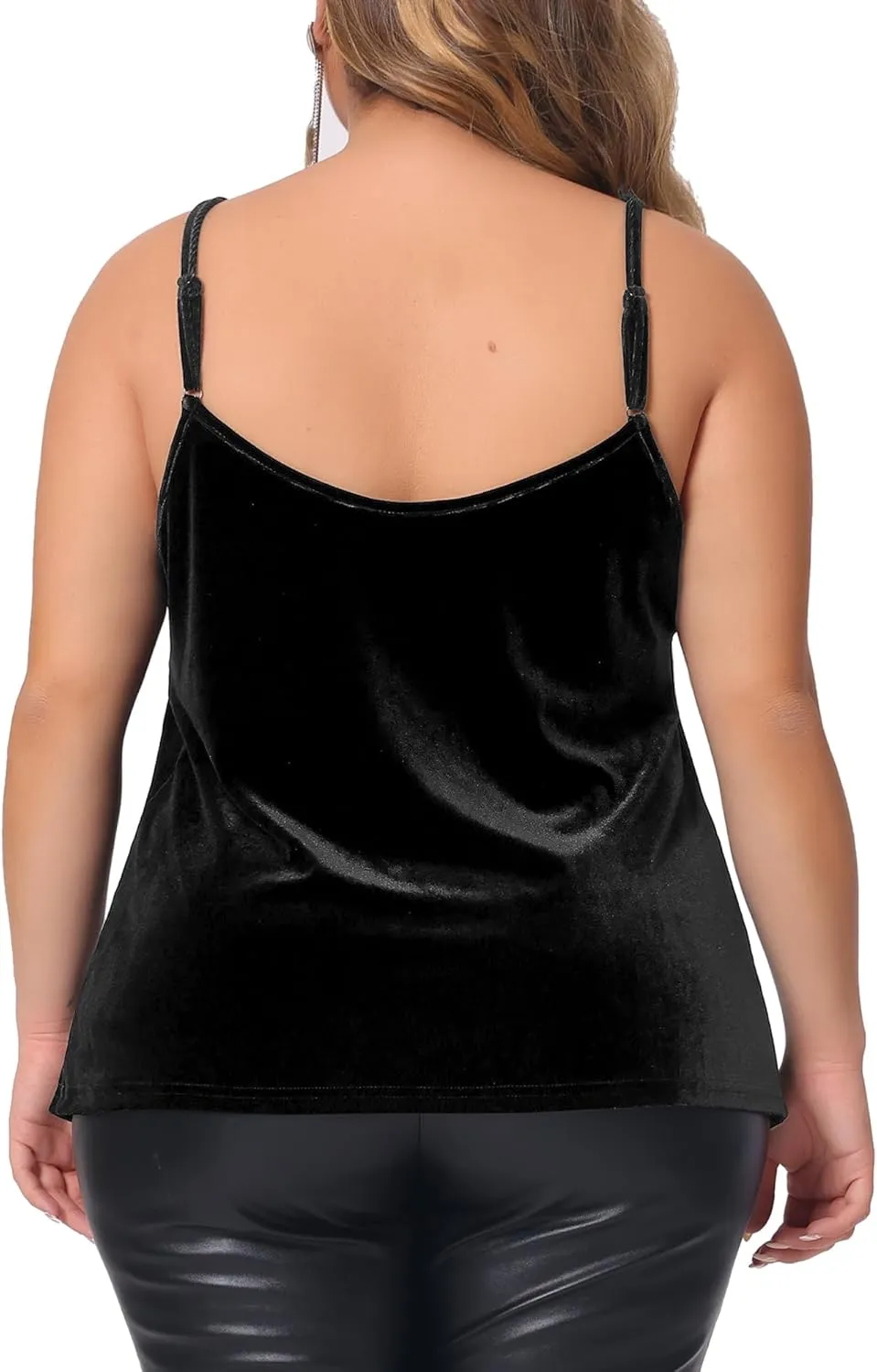 Agnes Orinda Plus Size Camis for Women Criss Cross V Neck Spaghetti Strap Cami Velvet Tank Top