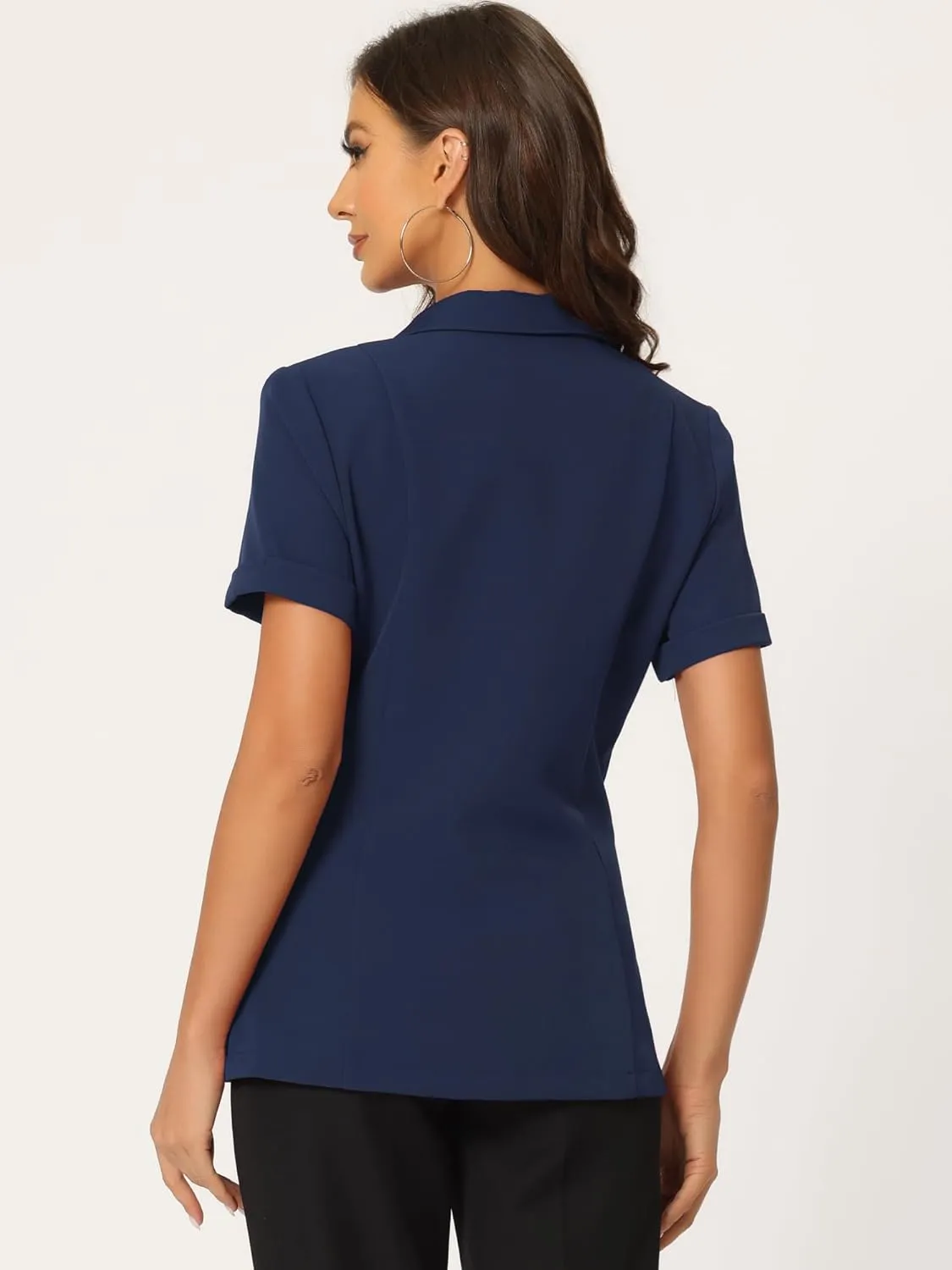 Allegra K Women's 1 Button Blazer Jacket Office Business Short Sleeve Blazer