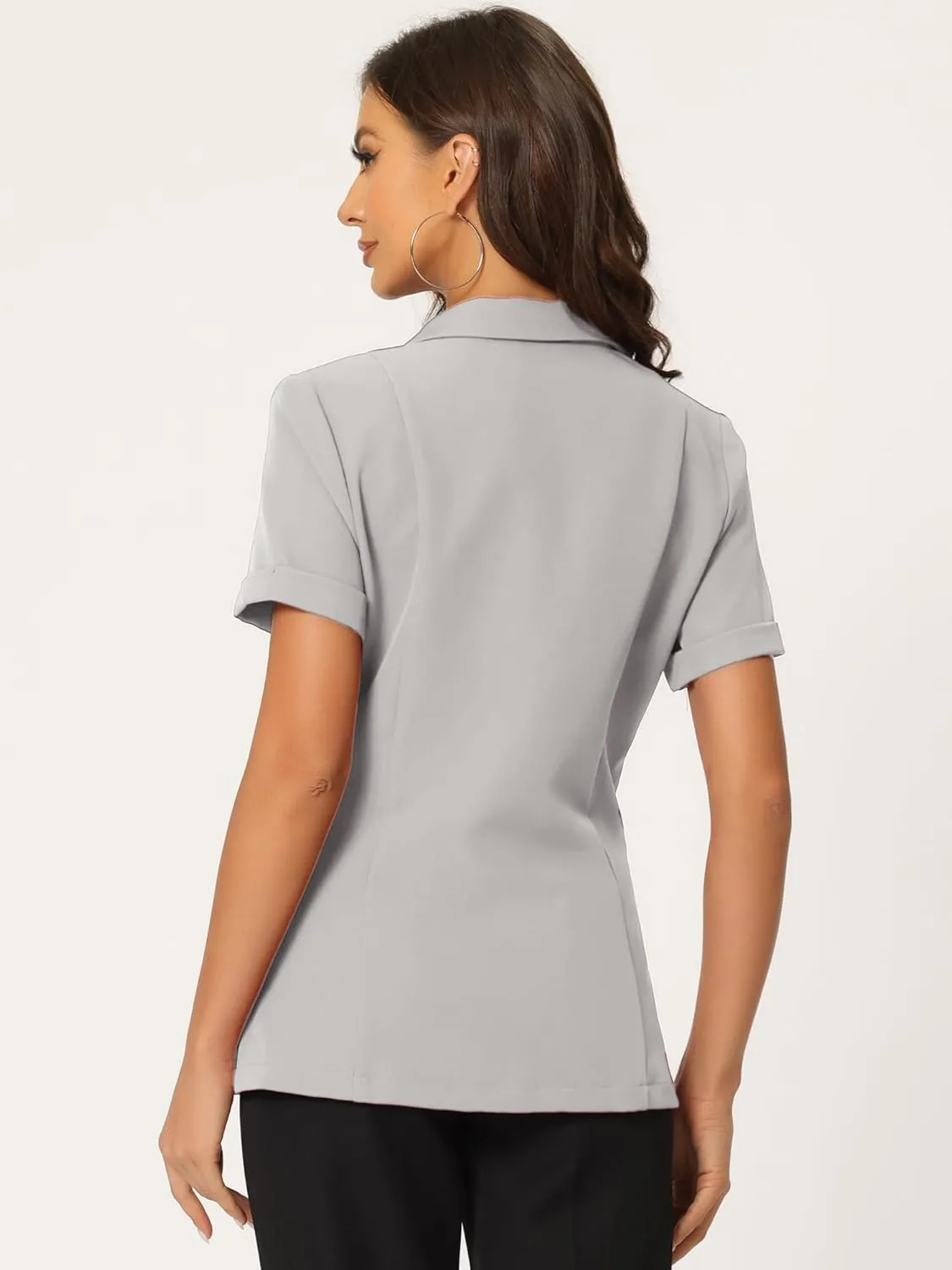 Allegra K Women's 1 Button Blazer Jacket Office Business Short Sleeve Blazer