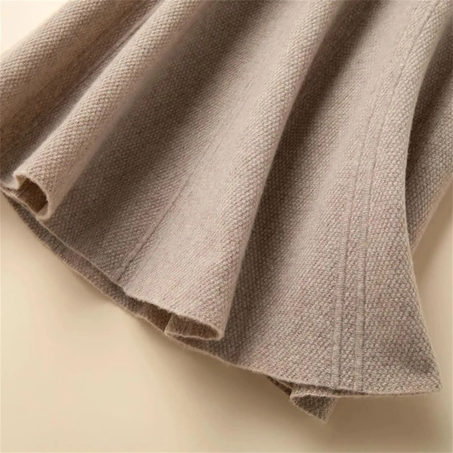 Alloaone Women's 100% Wool Skirt Winter Fashion Knitted Pleated Knit Sweater Midi Skirts