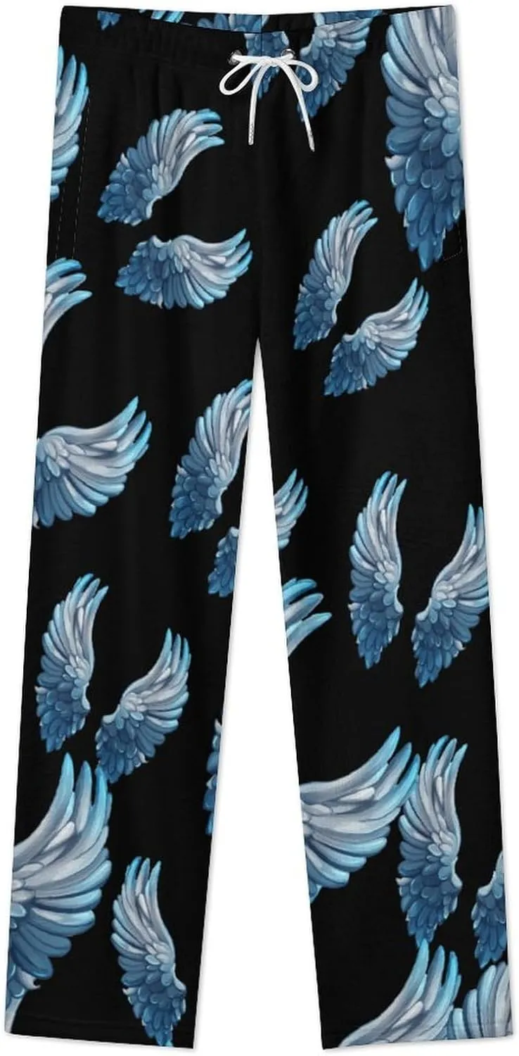 Angel Wings Print Women's Pajama Pants Fleece Warm Pj Bottoms Sleepwear Lounge Pants Loungewear