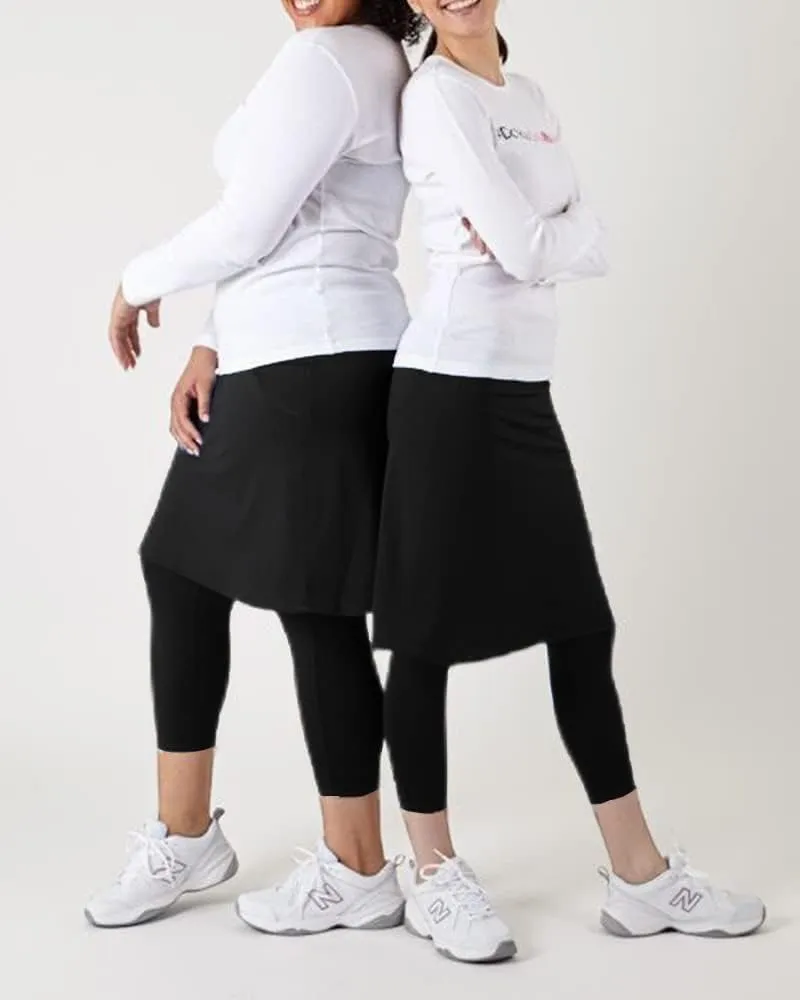 Aurgelmir Women's Tennis Golf Skirts Workout Skirted Leggings Yoga Capri Pants with Skirts Skorts Pockets