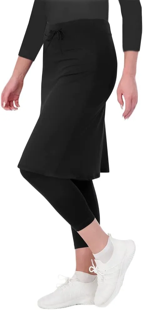 Aurgelmir Women's Tennis Golf Skirts Workout Skirted Leggings Yoga Capri Pants with Skirts Skorts Pockets