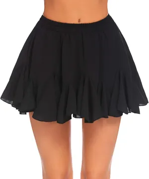 Avidlove Women's Pleated Skater Skirt Basic Casual High Waisted Ruffles Flared Mini Lingerie Skirts
