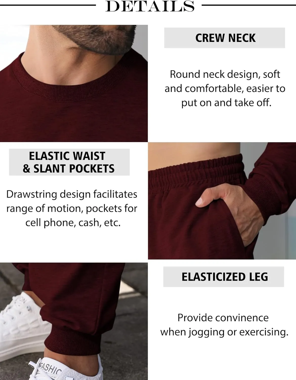 Babioboa Men's 2 Piece Outfits Long Sleeve Pullover Sweatshirt Tracksuit Jogger Sweatpants Sweatsuit Set