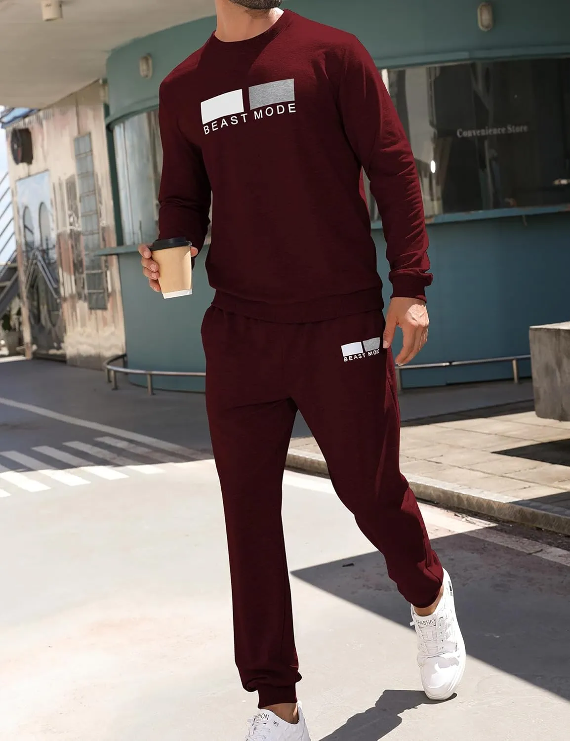 Babioboa Men's 2 Piece Outfits Long Sleeve Pullover Sweatshirt Tracksuit Jogger Sweatpants Sweatsuit Set
