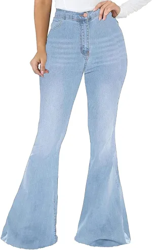 Bell Bottom Jeans for Women Ripped High Waisted Classic Flared Denim Pants