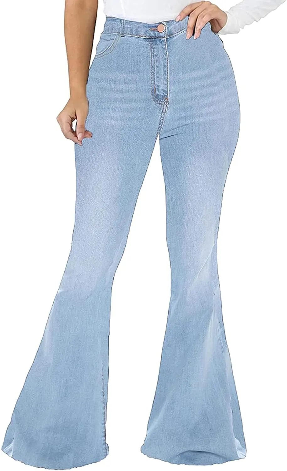Bell Bottom Jeans for Women Ripped High Waisted Classic Flared Denim Pants