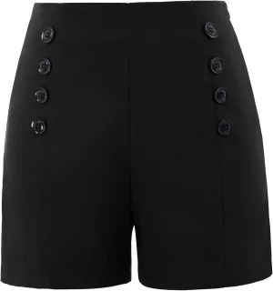 Belle Poque Women High Waist Stretch Sailor Pinup Shorts