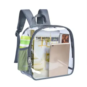Bgenius Clear Backpack Stadium Approved, Small Clear Backpack with Padded Shoulder Straps for School Security Travel Concert Sport Events - Grey