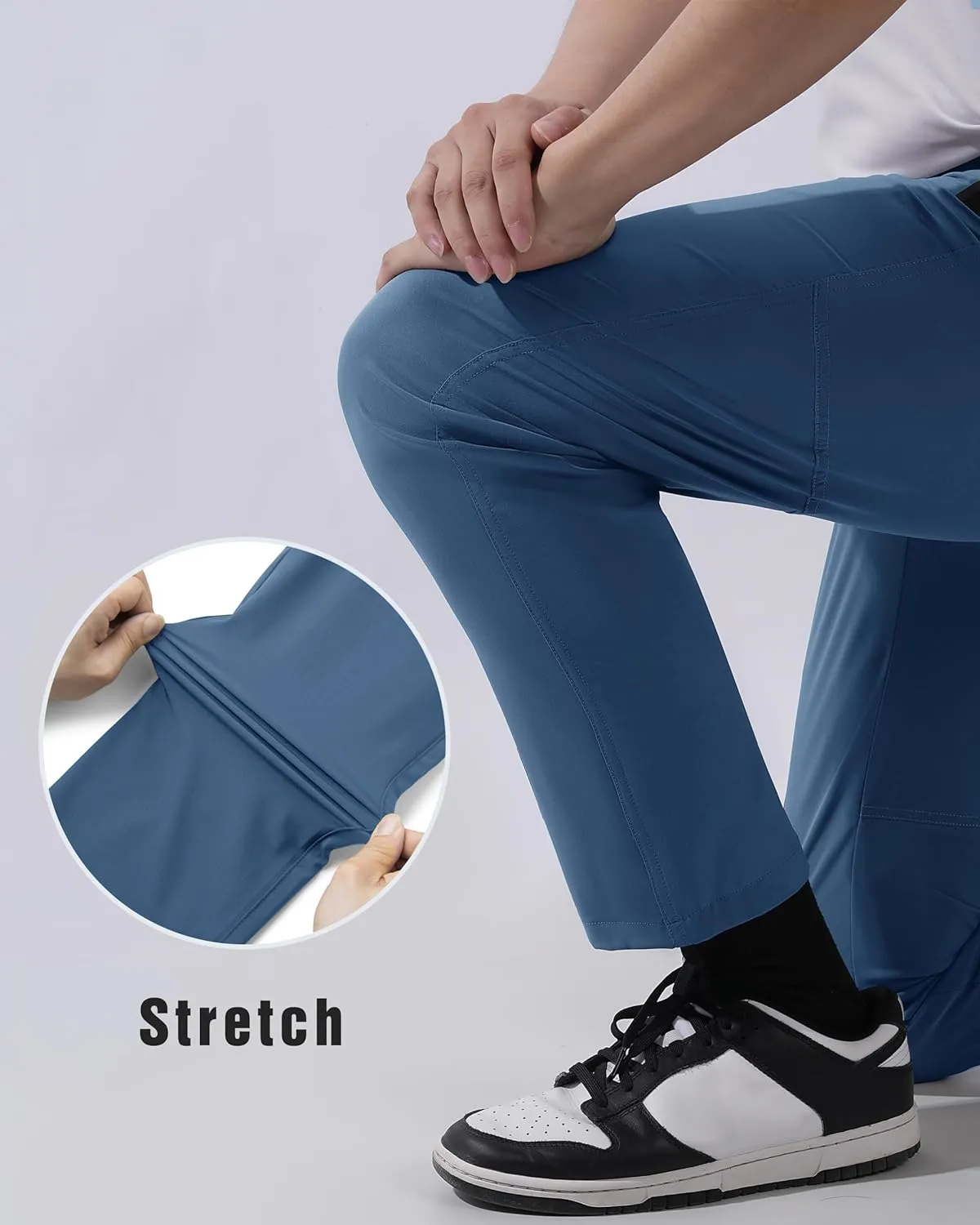 BIYLACLESEN Men's Running Pants Lightweight Quick Dry Hiking Jogger Sweatpants Zipper Pockets