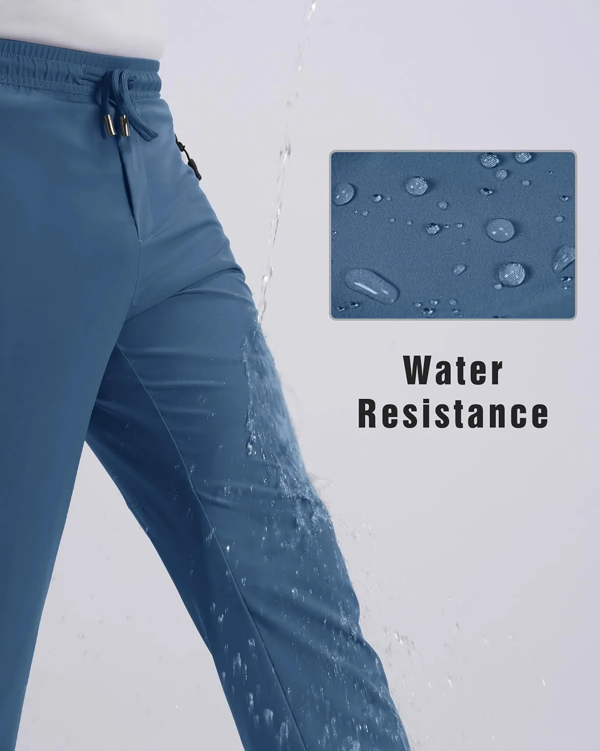 BIYLACLESEN Men's Running Pants Lightweight Quick Dry Hiking Jogger Sweatpants Zipper Pockets