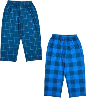Blue Plaid & Dark Blue Plaid 2-Pack Toddler Boy's to Youth Boy's Sleep Pajama Pants