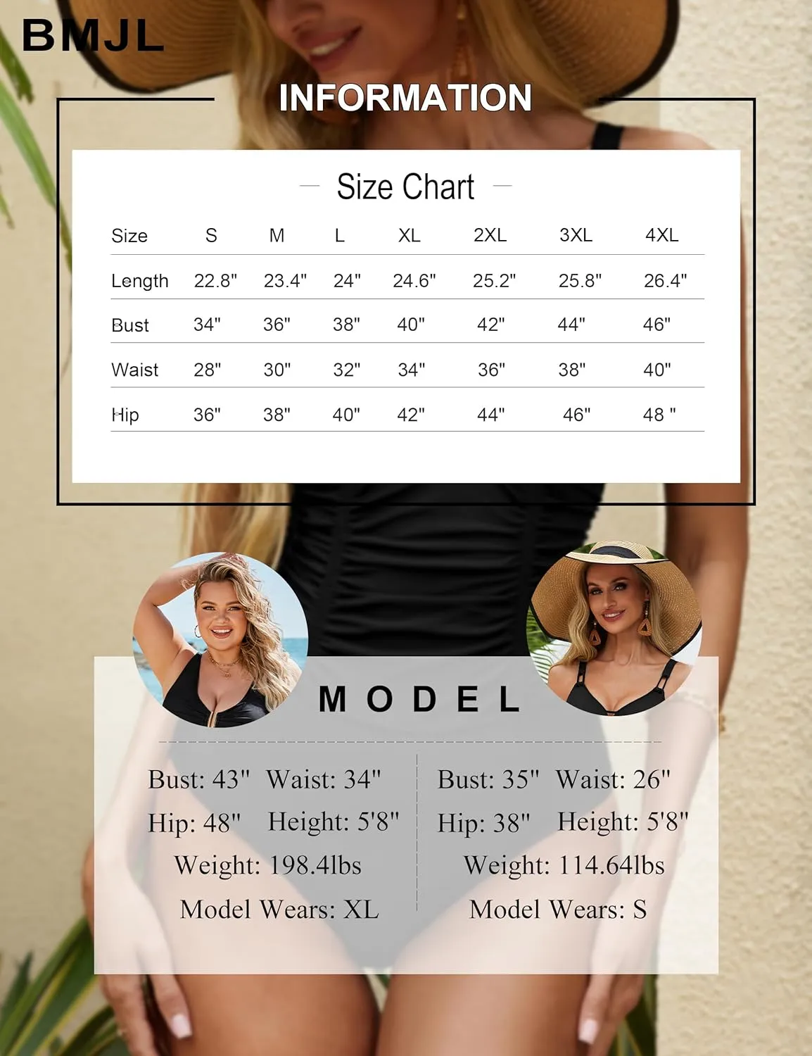 BMJL Women's Tummy Control Swimsuit Modest V Neck One Piece Bathing Suit Ruched Adjustable Straps Slimming Swimwear