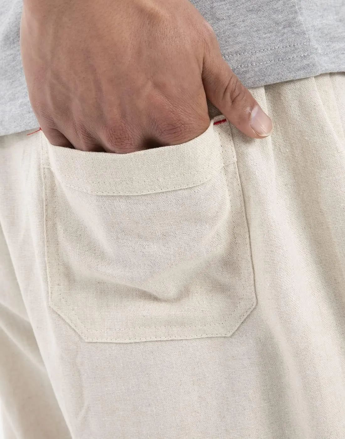 Bonnorth Men's Linen Loose Drawstring Elastic Waist Wide Leg Solid Casual Pants