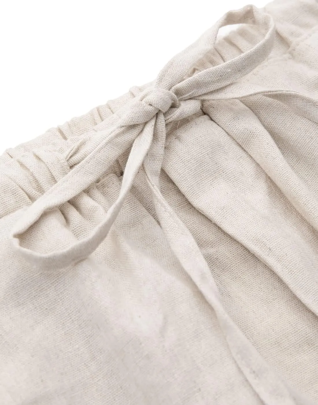 Bonnorth Men's Linen Loose Drawstring Elastic Waist Wide Leg Solid Casual Pants