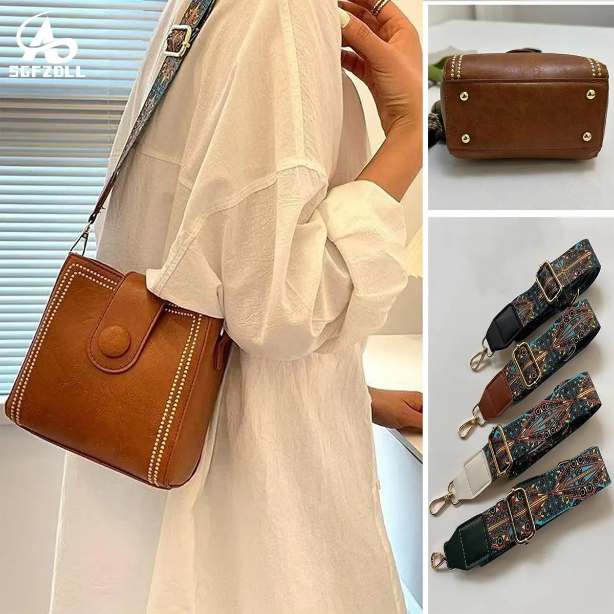 Bootara Bucket Bag, Women's Vintage Bunny Charm Bucket Bag, Lightweight Waterproof Purse with Adjustable Strap