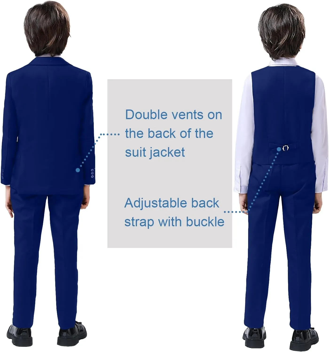 Boy Suits 5 Pieces Formal Suit Set with Adjustable Waist Kids Dress Suit for Wedding Prom