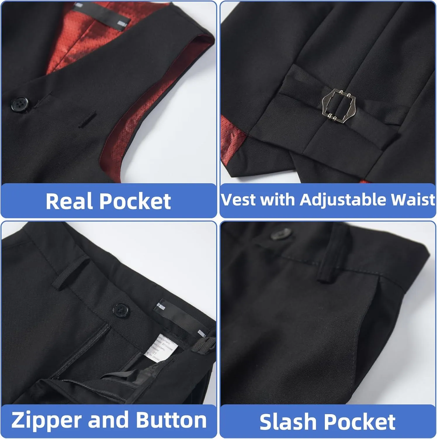 Boys Suit Slim Fit 5 Piece for Kids Toddler Suit Wedding Outfit for Teenage Boys Formal Tuxedo Set