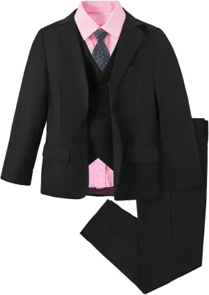 Boys Suit Slim Fit 5 Piece for Kids Toddler Suit Wedding Outfit for Teenage Boys Formal Tuxedo Set