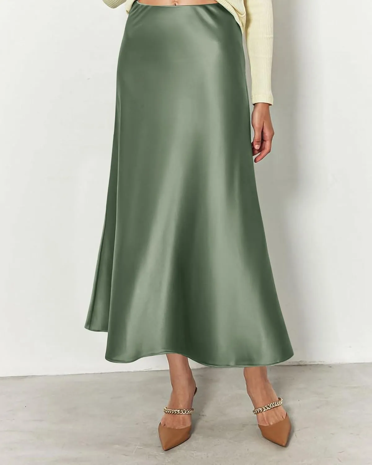 BTFBM 2025 Women Summer Spring Long Satin Skirt Silk Elegant High Waist Cocktail Party Wedding Flowy A-Line Midi Skirts