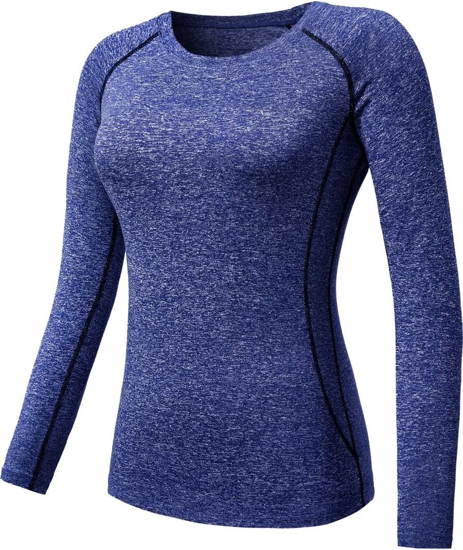 CADMUS 1 or 3 Pack Workout Long Sleeve Shirts for Women Dry Fit Compression Running Top