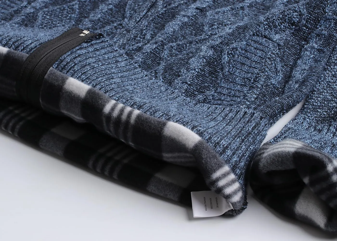 Cardigan Men's Long Sleeve Stand-up Collar Cardigan Fleece Jacket with Cable Knit Zipper Jacket Knitted Sweater
