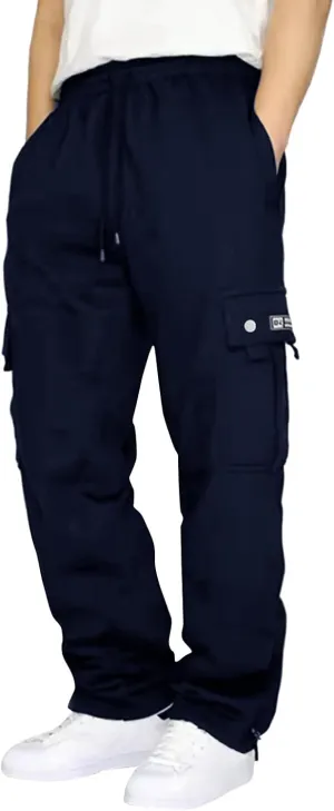 Cargo Sweatpants for Men Drawstring Baggy Elastic Work Hiking Pants Straight Loose Fit Outdoor Joggers with Pockets