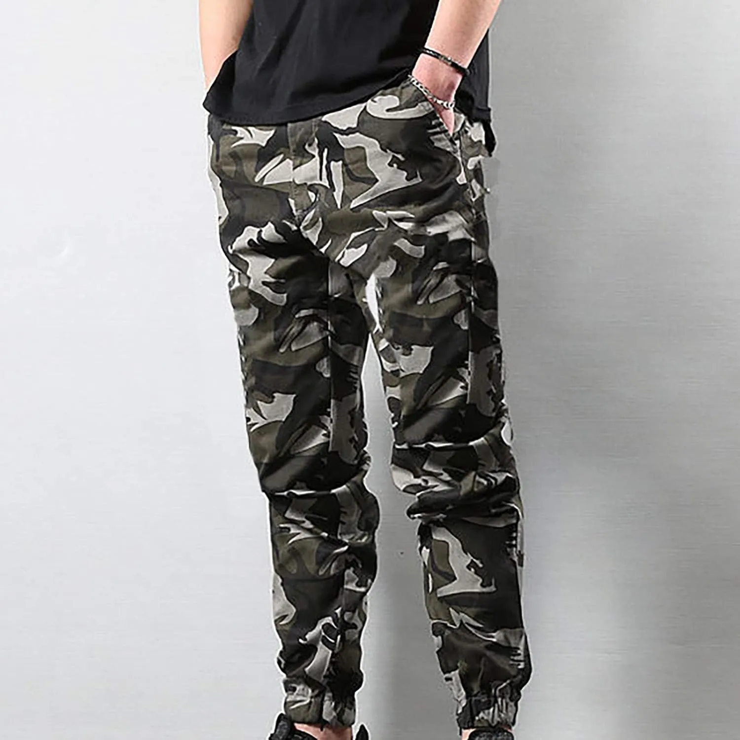 Cargo Trousers for Men Joggers Sweatpants Trousers Men's Heavyweight Cargo Fleece Sweatpants Stretch Elastic Waist