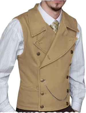 Ceehuteey Mens Suit Suede Double Breasted Vest Classic Groomsmen Wedding Waistcoat Leather Big Lapel