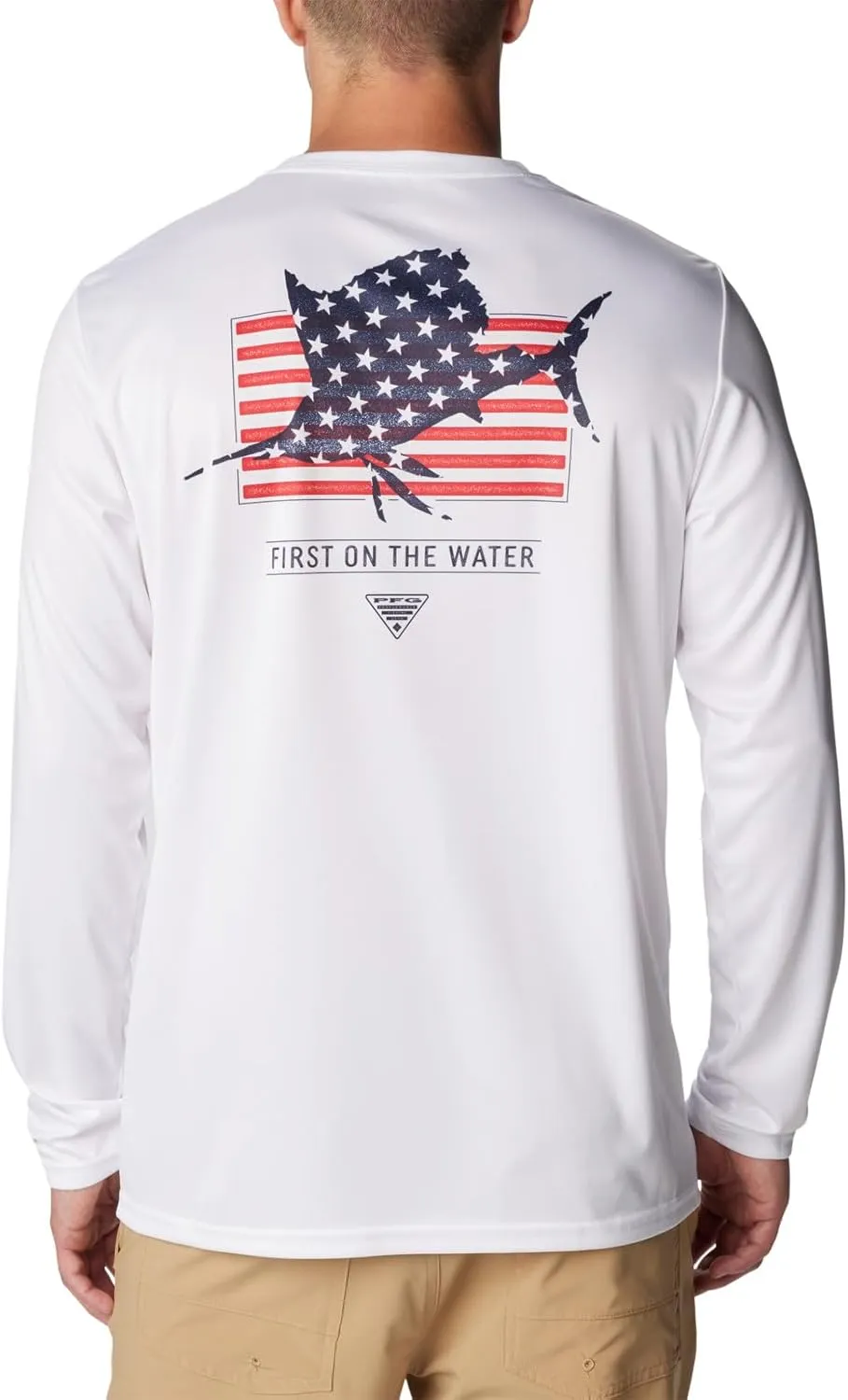 Columbia Men's Terminal Tackle PFG Fins and Stripes Long Sleeve