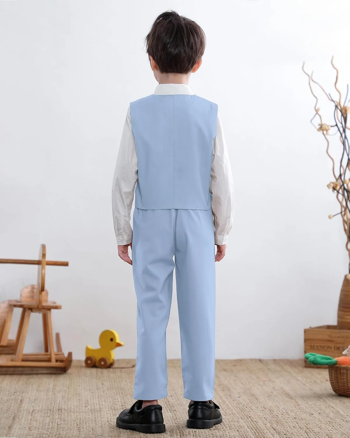 Cromoncent Boy Cotton and Linen Gentleman Suit, Shirt   Pants   Vest, 3 Months - 9 Years