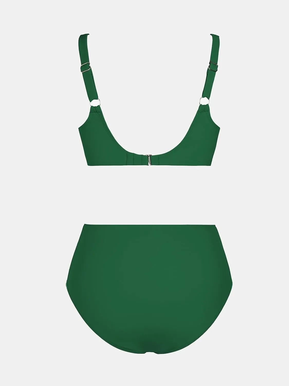 CUPSHE Women's Bikini Sets High Waisted Swimsuit Underwire Adjustable Straps Twisted Hook Full Coverage Bottom