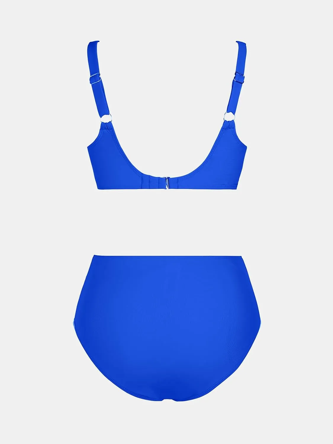 CUPSHE Women's Bikini Sets High Waisted Swimsuit Underwire Adjustable Straps Twisted Hook Full Coverage Bottom