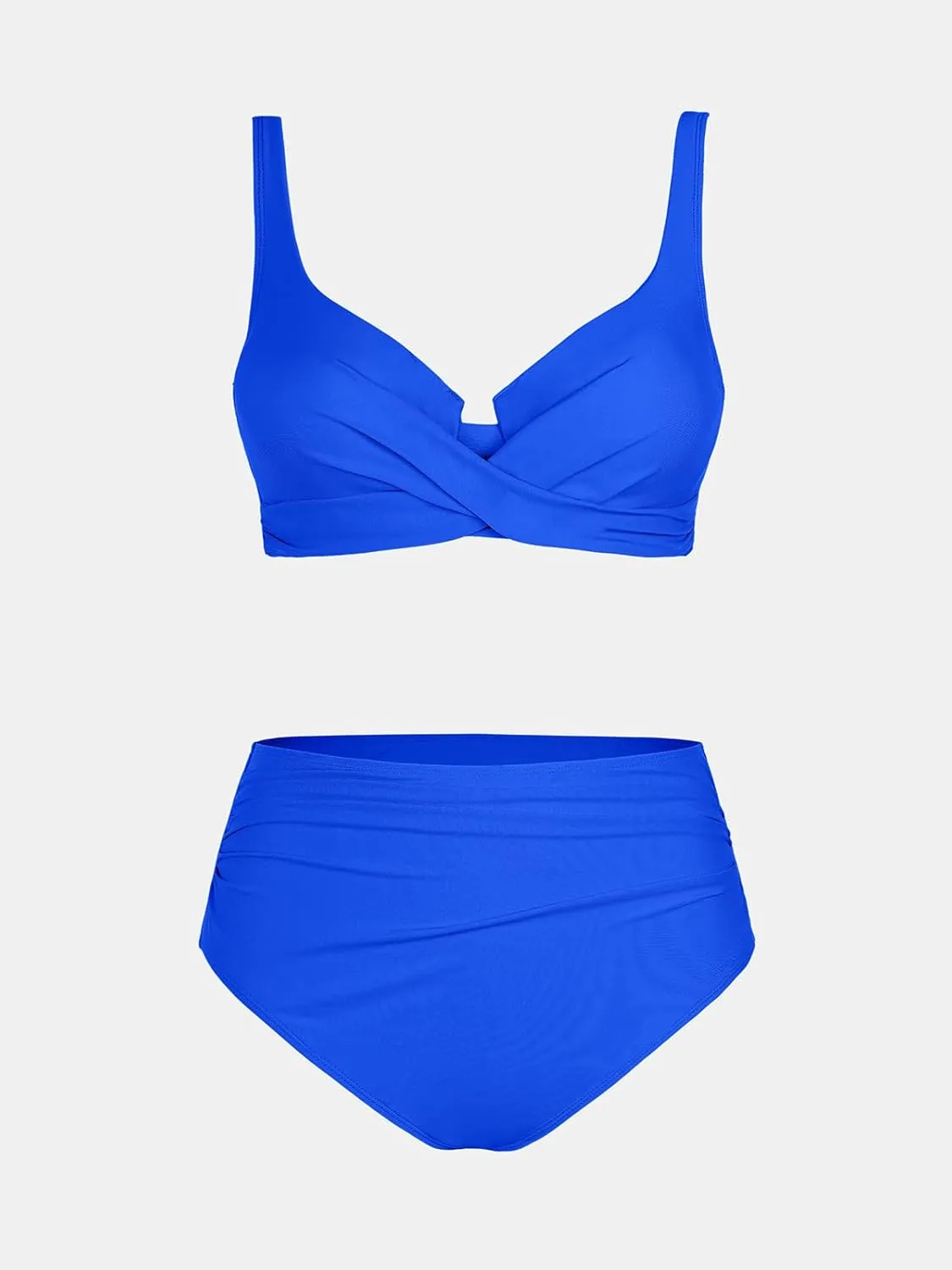 CUPSHE Women's Bikini Sets High Waisted Swimsuit Underwire Adjustable Straps Twisted Hook Full Coverage Bottom