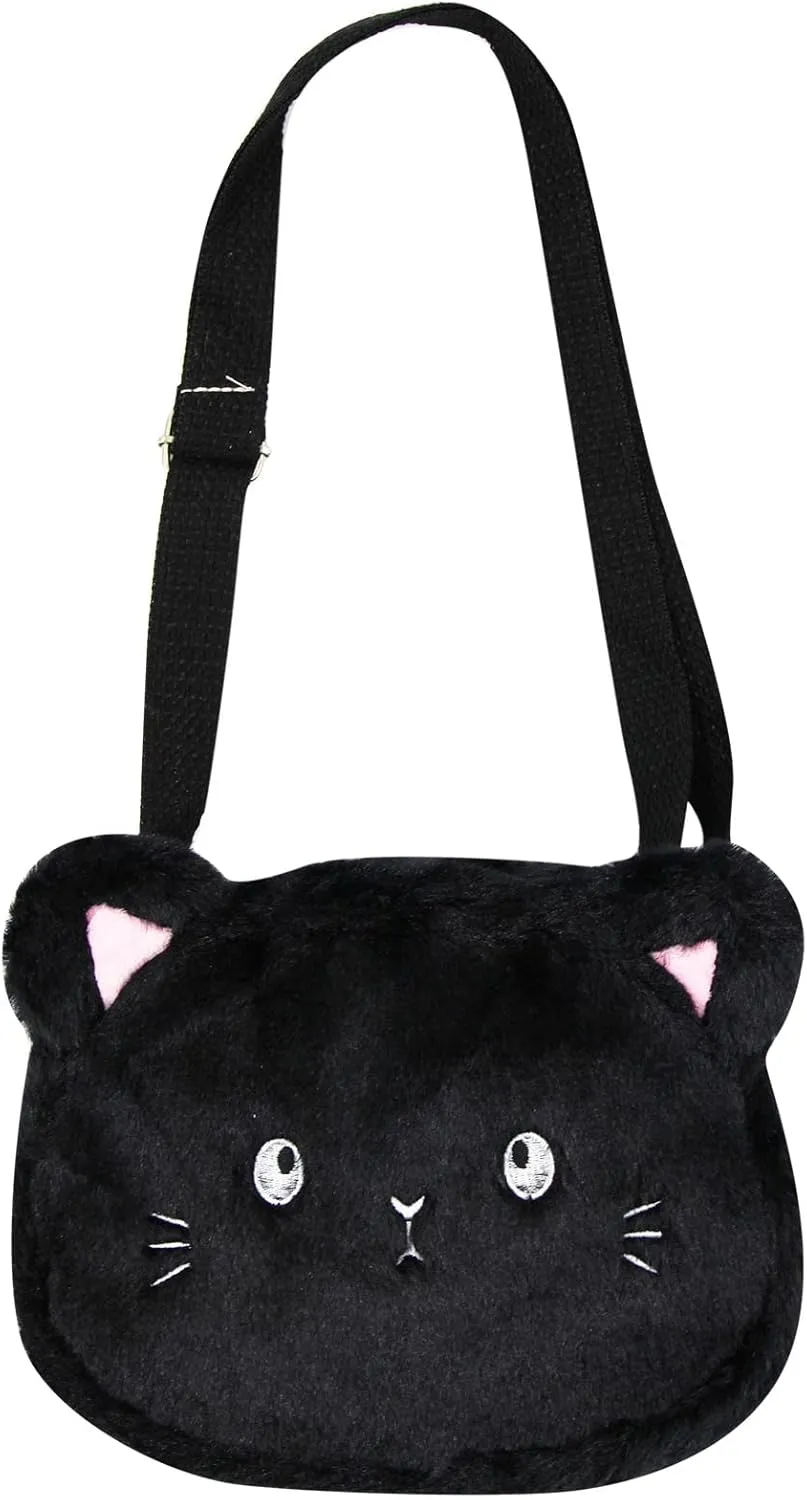 Cute Cat Crossbody Purse Pink Small Fluffy Satchel Shoulder Bag Animal Plush Messenger Bag Kawaii Purse for Women