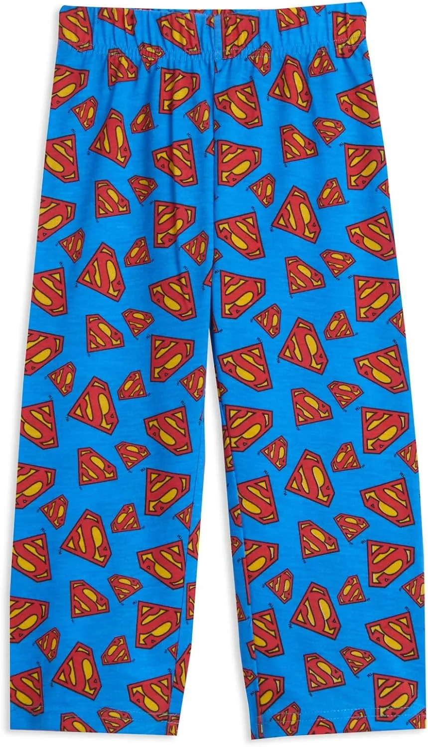 DC Comics Justice League Superman Batman Pajama Shirt Pants and Cape 3 Piece Set Toddler to Big Kid