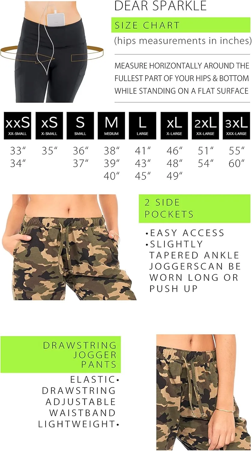 DEAR SPARKLE Jogger with Pockets for Women Drawstring Lightweight Sweats Yoga Lounge Pants   Plus Size (P7)