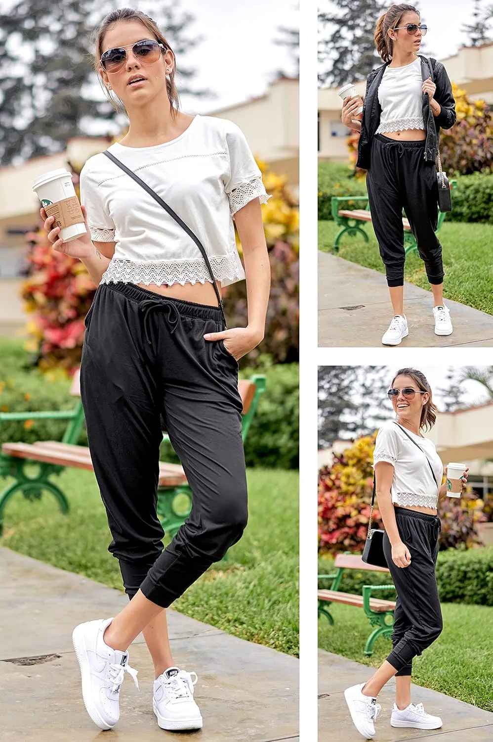 DEAR SPARKLE Jogger with Pockets for Women Drawstring Lightweight Sweats Yoga Lounge Pants   Plus Size (P7)